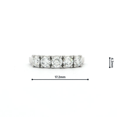 1ct F vs1 Five Stone Natural Diamond Ring Srt In 18ct White Gold