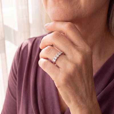 1ct F vs1 Five Stone Natural Diamond Ring Srt In 18ct White Gold
