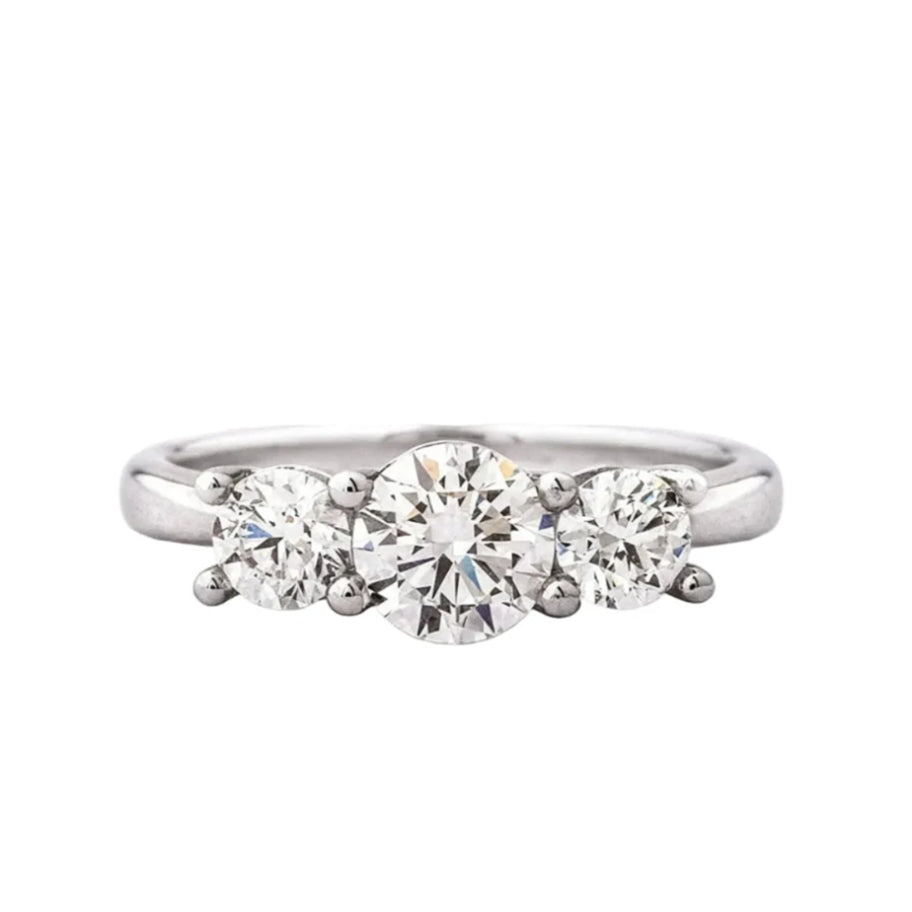 3ct D VS1 GIA Certified Round Natural Diamond 18ct White Gold Three Stone Ring