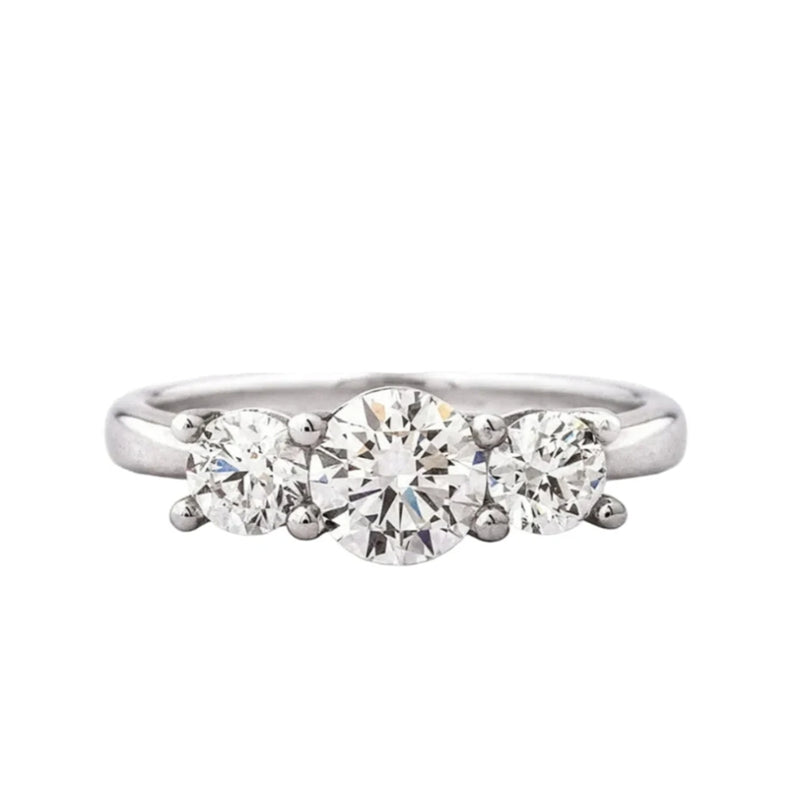 3ct D VS1 GIA Certified Round Natural Diamond 18ct White Gold Three Stone Ring