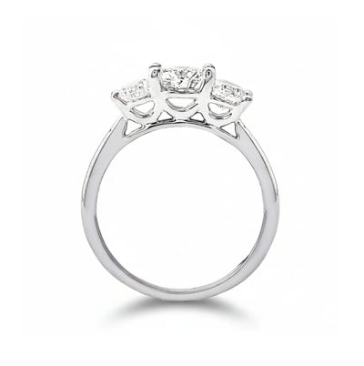 3ct D VS1 GIA Certified Round Natural Diamond 18ct White Gold Three Stone Ring