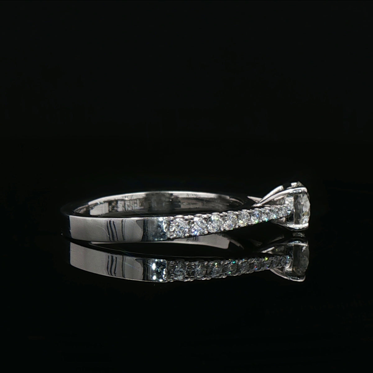 0.50ct F vs2 Round Cut Natural Diamond Solitaite With Diamond Shoulders Set In 18ct White Gold