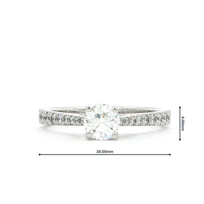 0.50ct F vs2 Round Cut Natural Diamond Solitaite With Diamond Shoulders Set In 18ct White Gold