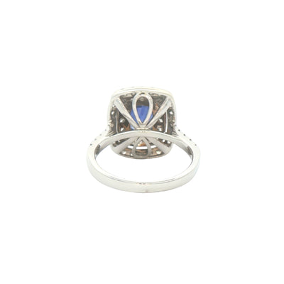 Natural Sapphire & Diamond Double Halo Ring