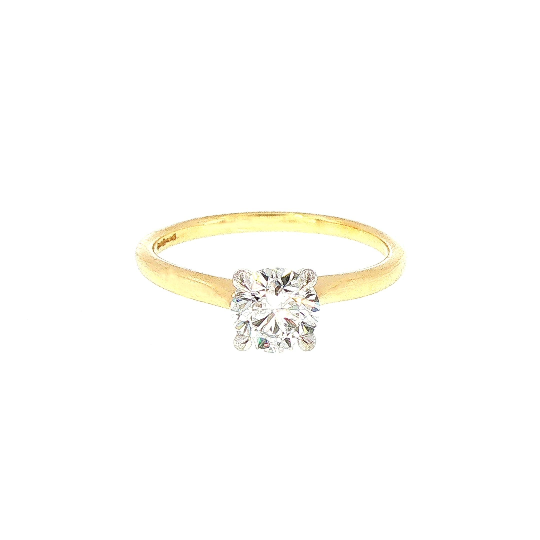 0.75ct D VS2 Certified Solitaire Natural Diamond Ring Set in 18ct Yellow Gold