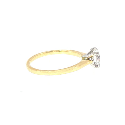 0.75ct D VS2 Certified Solitaire Natural Diamond Ring Set in 18ct Yellow Gold
