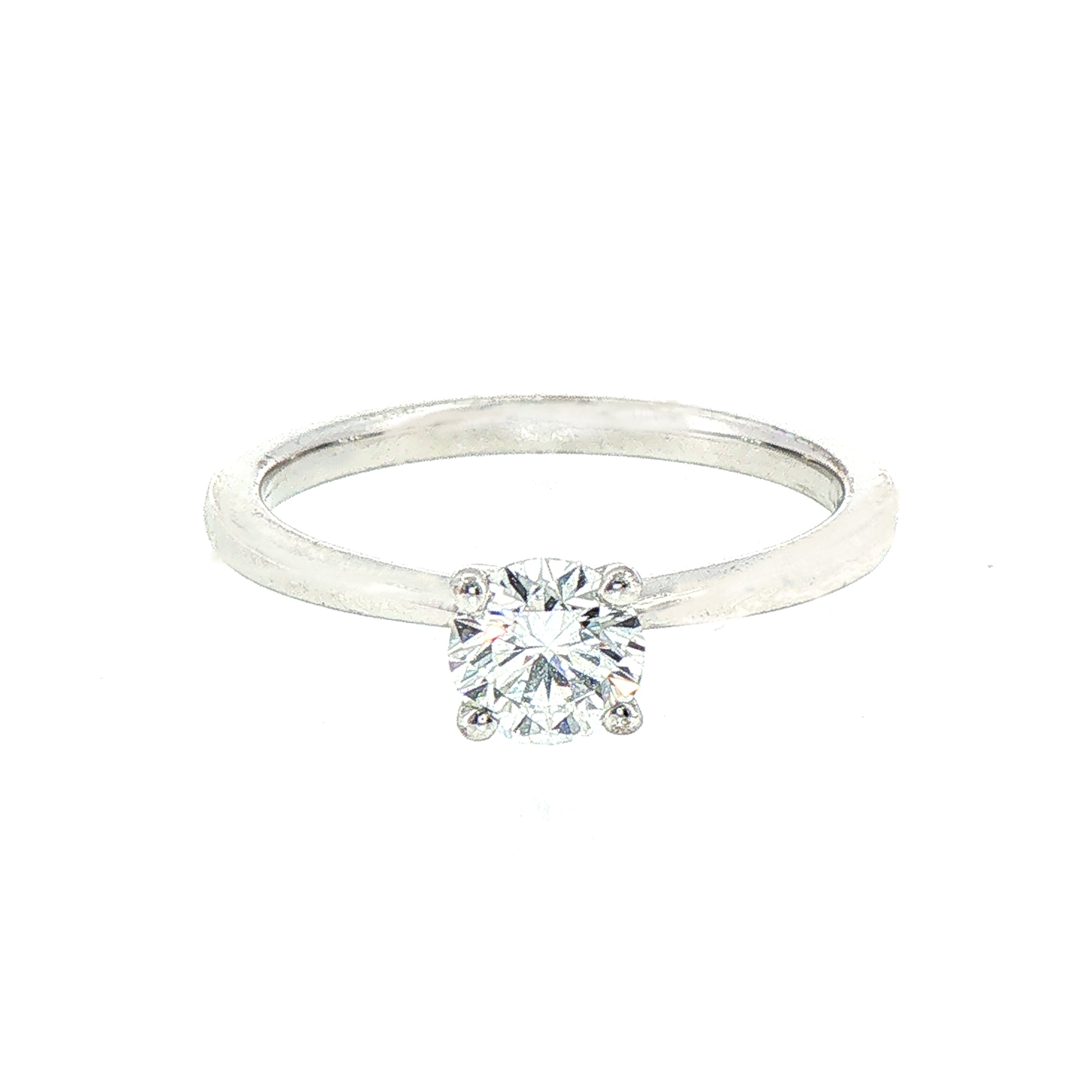 0.51ct F vs2 Natural Diamond Solitaire Engagement Ring Set In 18ct White Gold