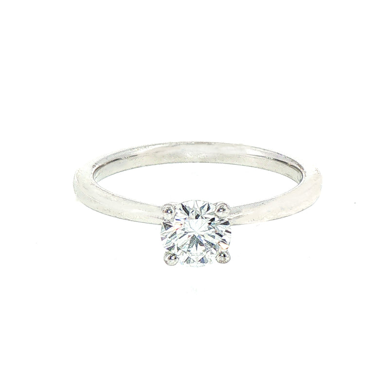 0.51ct F vs2 Natural Diamond Solitaire Engagement Ring Set In 18ct White Gold