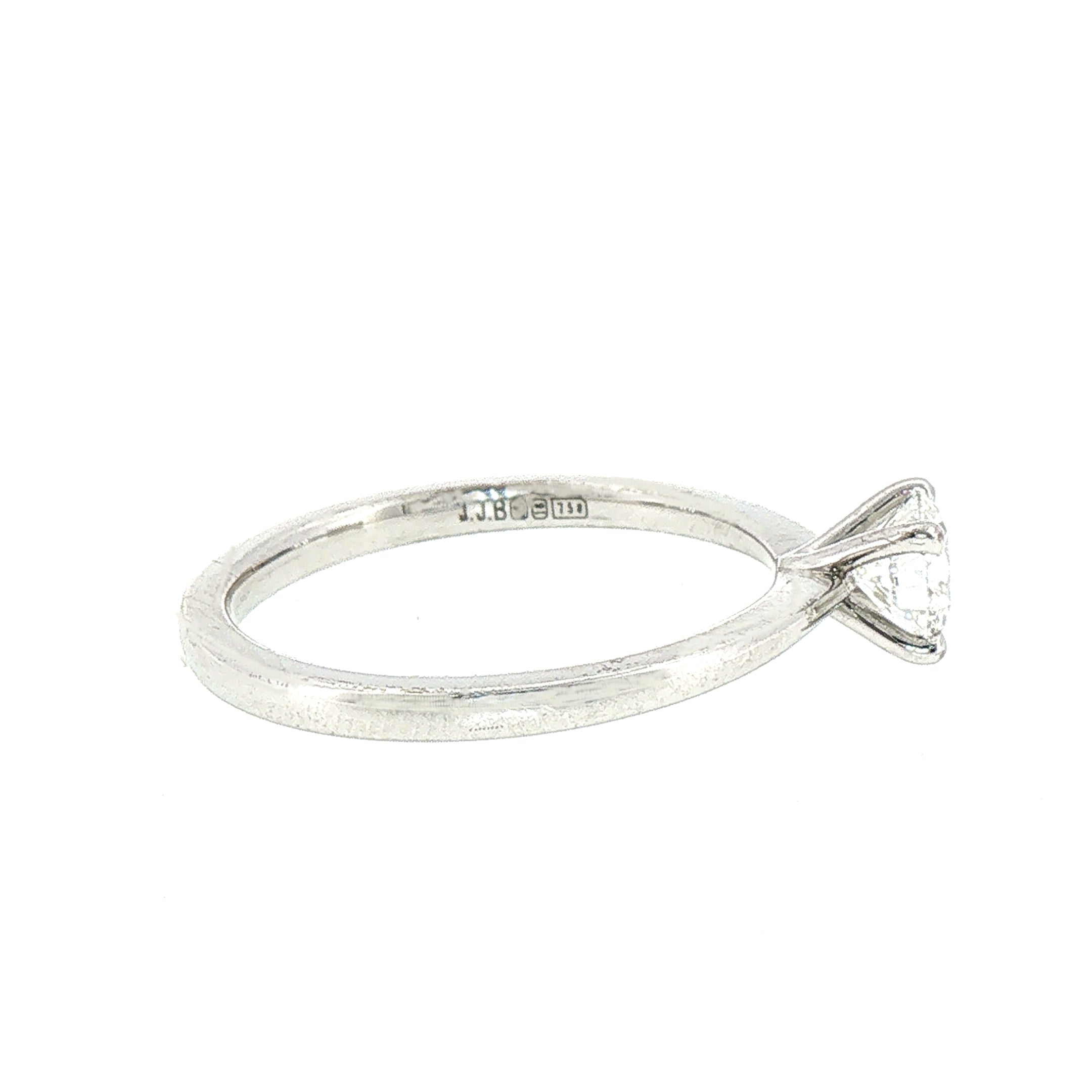 0.51ct F vs2 Natural Diamond Solitaire Engagement Ring Set In 18ct White Gold
