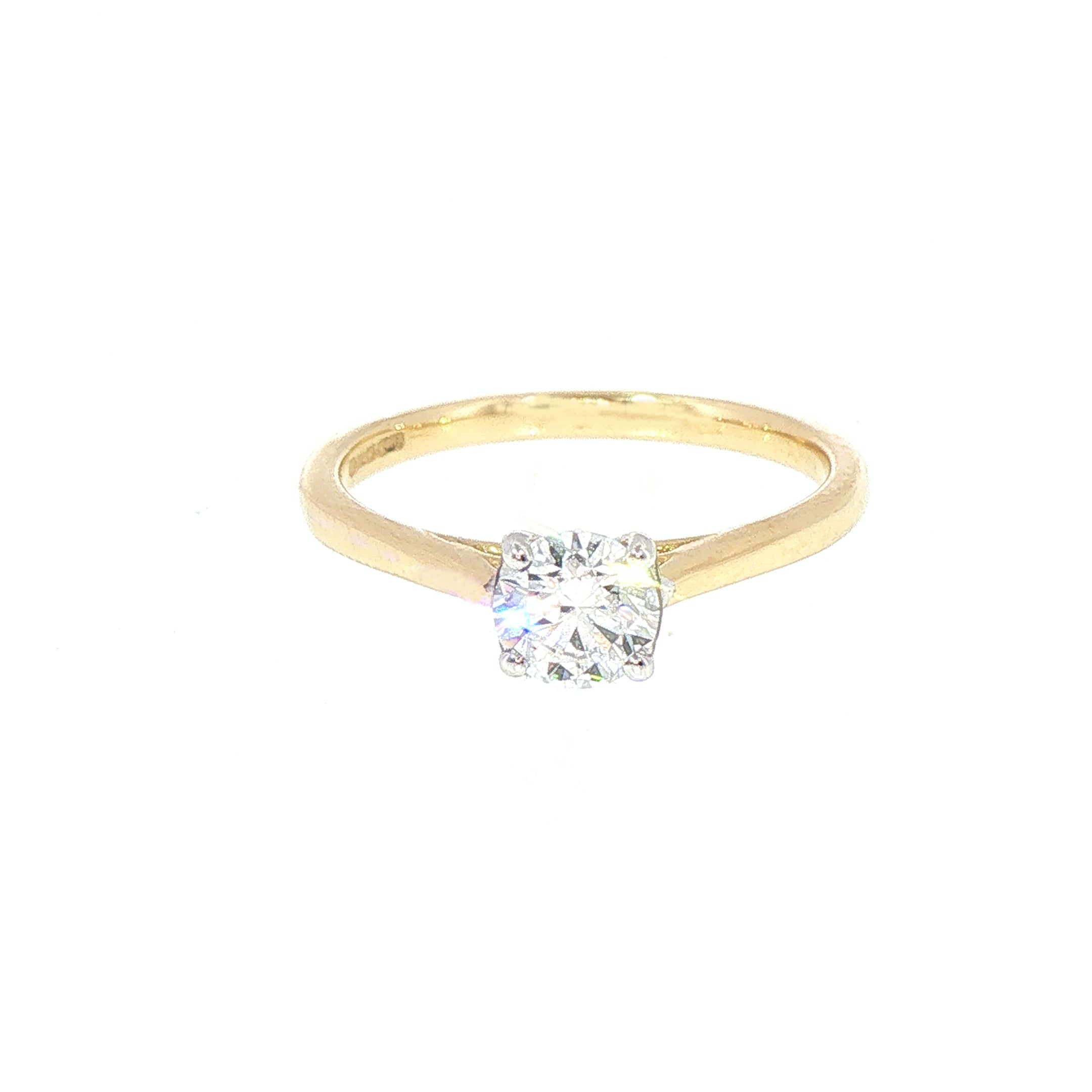 0.50ct D vs2 Brilliant Cut Natural Diamond Solitaire Ring Set In 18ct Gold