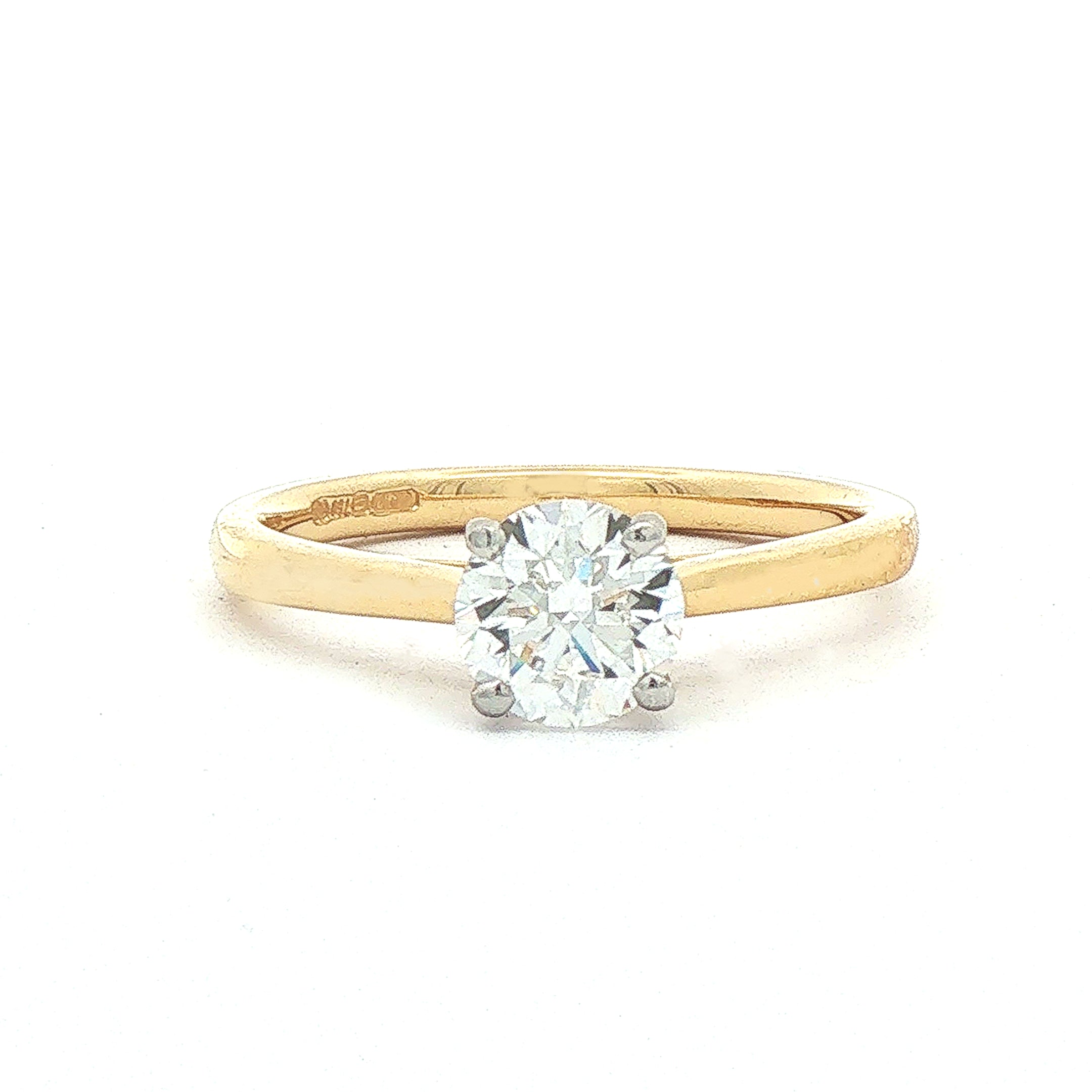 0.70ct F vs2 Certified Natural Diamond Solitaire Set in 18ct Yellow Gold