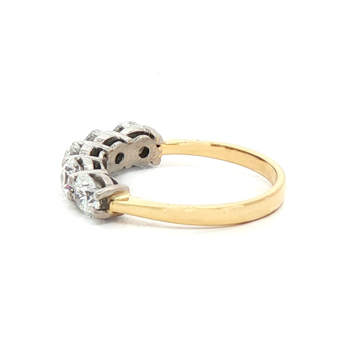 2.01ct D VS GIA Certified Five Stone Round Cut Natural Diamond Set in 18ct Yellow Gold