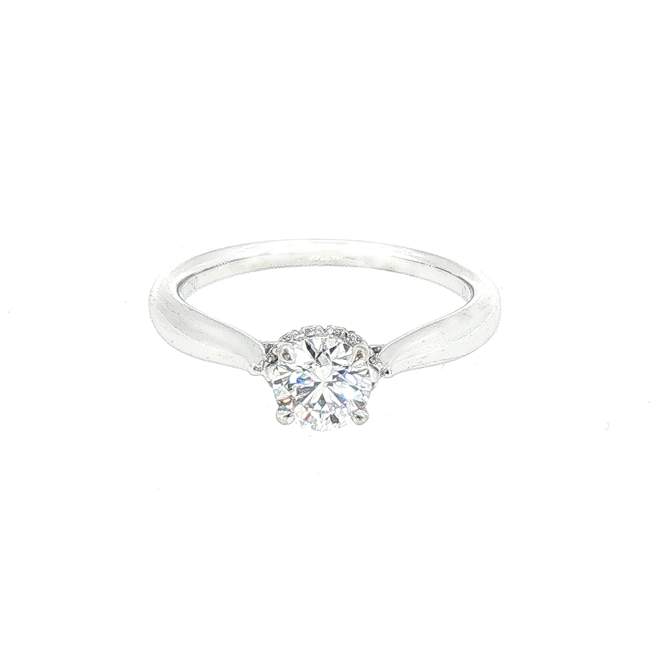 0.50ct D VS2 Certified Solitaire Natural Diamond With Hidden Halo Ring set in 18ct White Gold