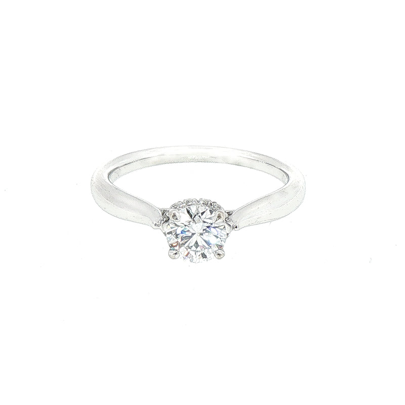 0.50ct D VS2 Certified Solitaire Natural Diamond With Hidden Halo Ring set in 18ct White Gold