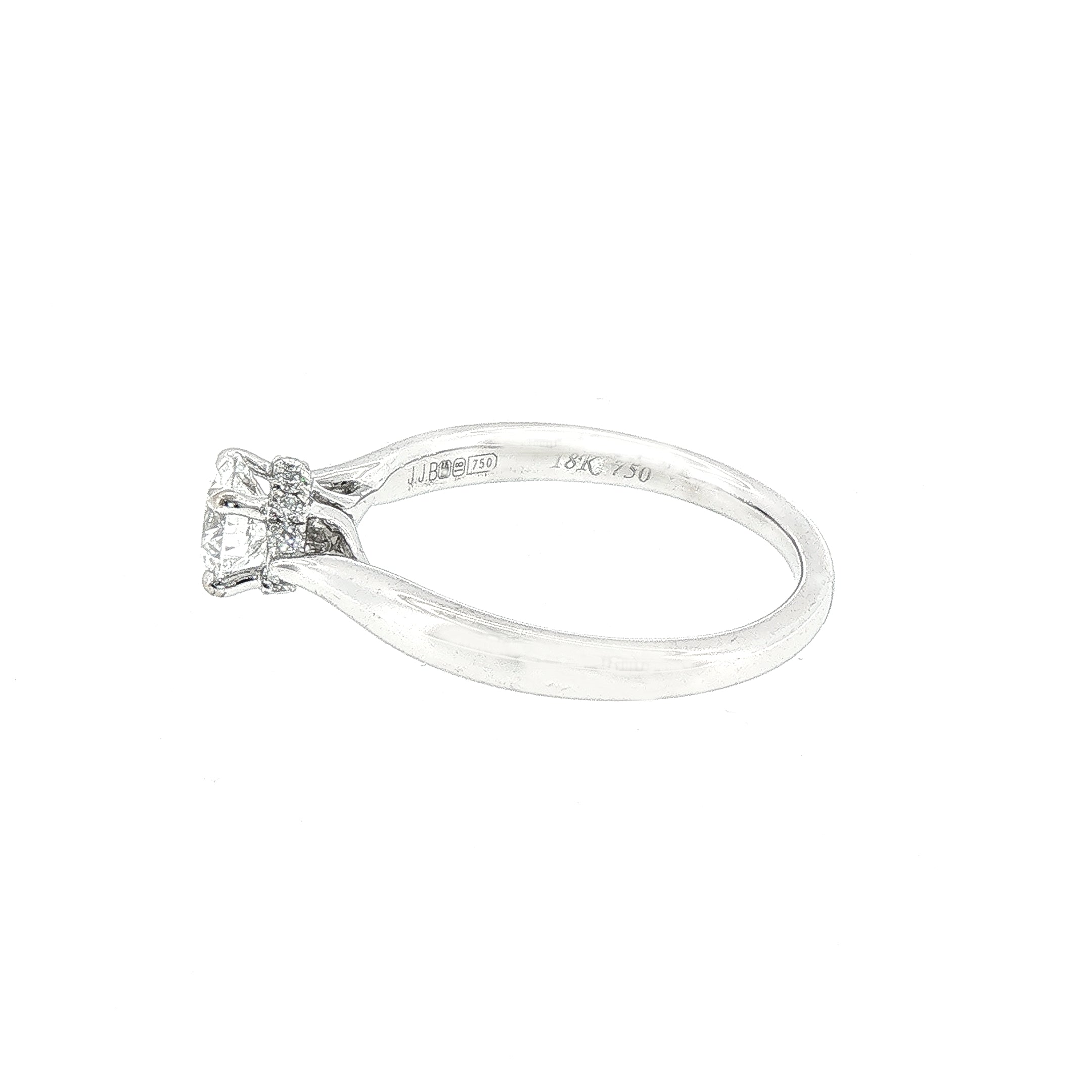 0.50ct D VS2 Certified Solitaire Natural Diamond With Hidden Halo Ring set in 18ct White Gold