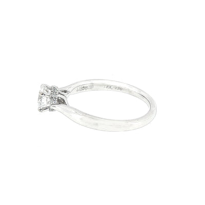 0.50ct D VS2 Certified Solitaire Natural Diamond With Hidden Halo Ring set in 18ct White Gold