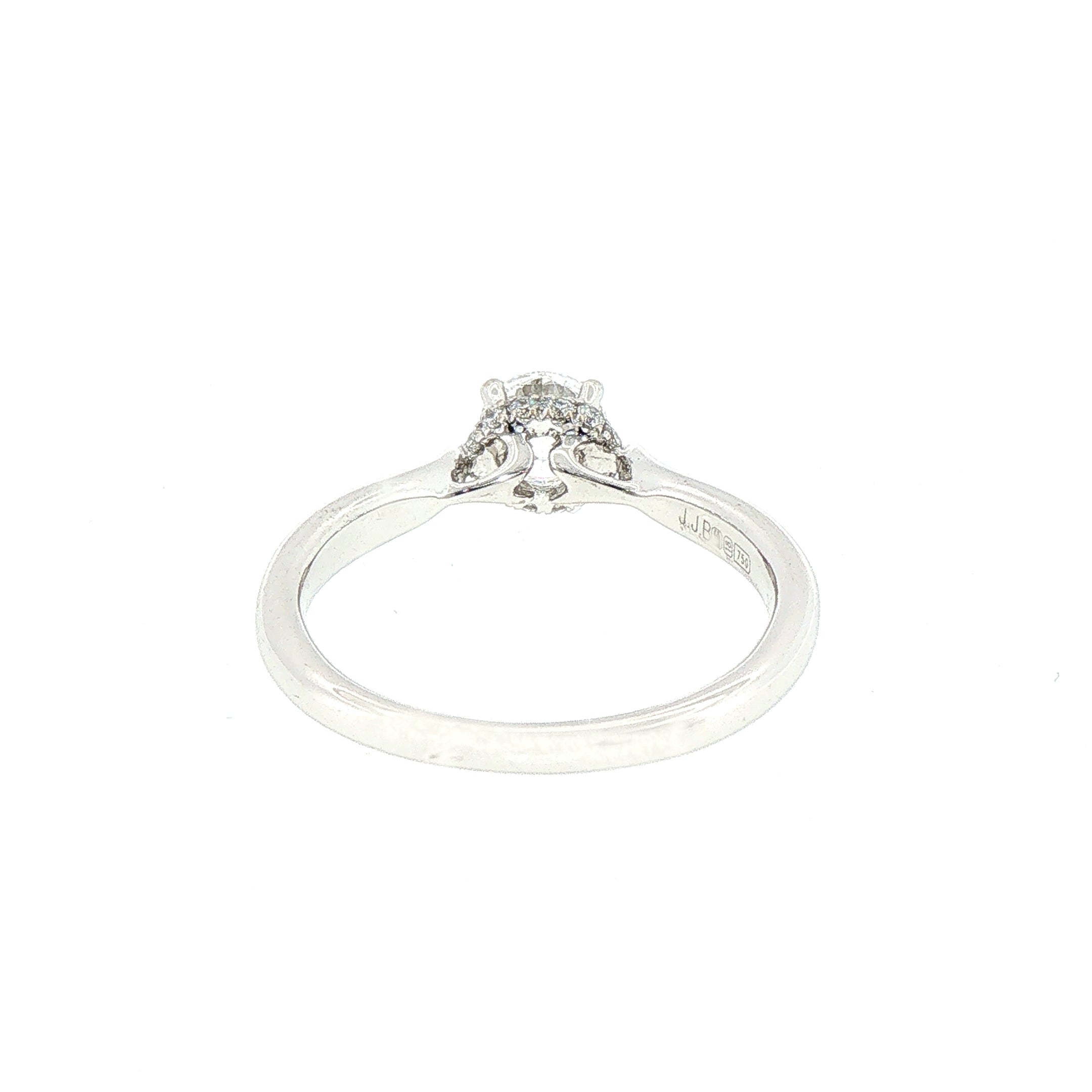 0.50ct D VS2 Certified Solitaire Natural Diamond With Hidden Halo Ring set in 18ct White Gold