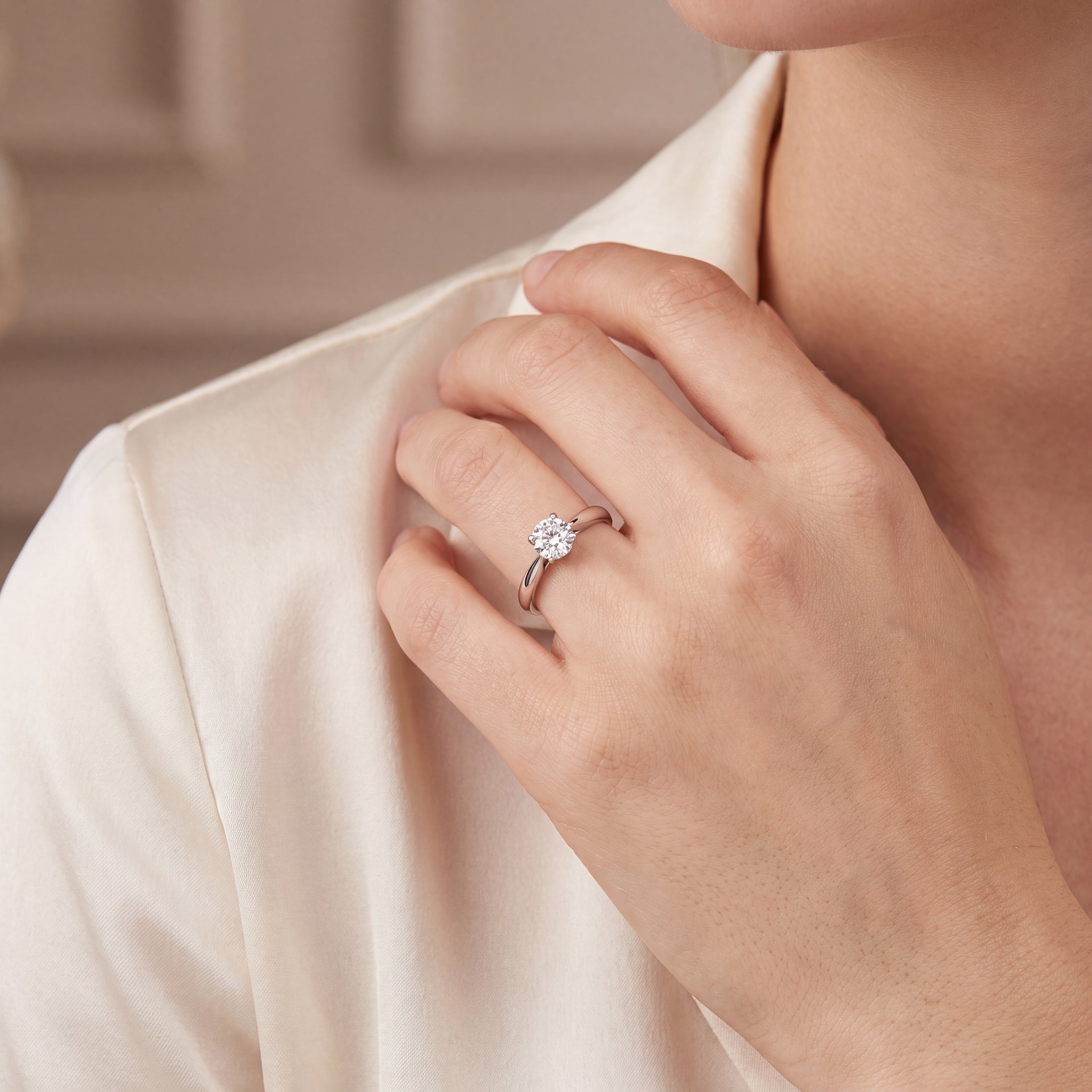 0.50ct D VS2 Certified Solitaire Natural Diamond With Hidden Halo Ring set in 18ct White Gold