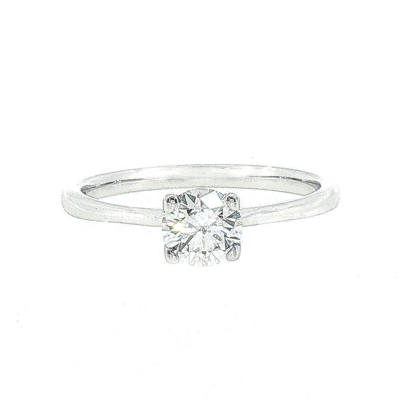 0.51ct E vs2 Natural Round Diamond Solitaire Ring Set In 18ct White Gold