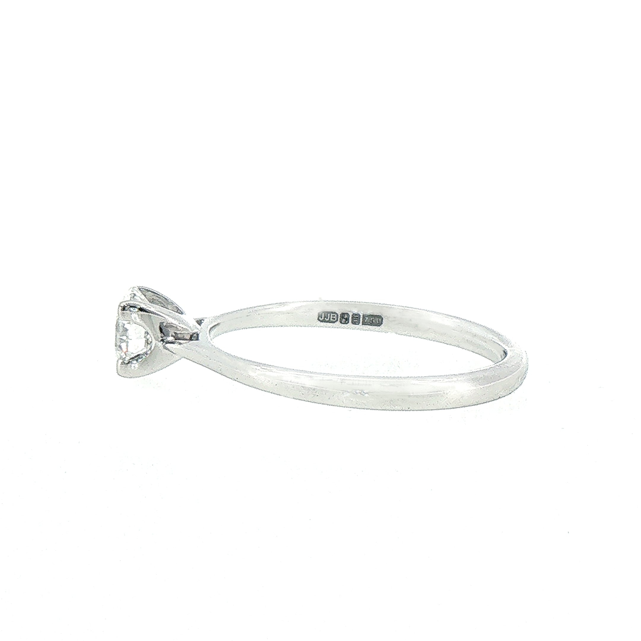 0.51ct E vs2 Natural Round Diamond Solitaire Ring Set In 18ct White Gold