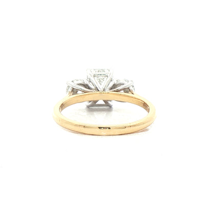 1.26ct F vvs2 Certified Natural Diamond Emerald & Brilliant Three Stone Set in 18ct Yellow Gold