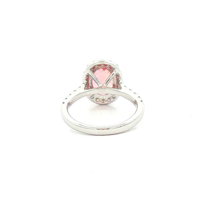 2.92ct Oval Imperial Topaz and Natural Diamond Cluster Ring in 18ct White Gold