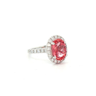 2.92ct Oval Imperial Topaz and Natural Diamond Cluster Ring in 18ct White Gold