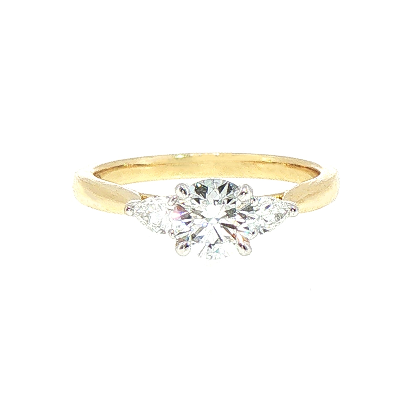 C0.55ct S0.18ct  D if Round Cut Natural Diamond Solitaire With Pear Sides in 18ct Yellow Gold