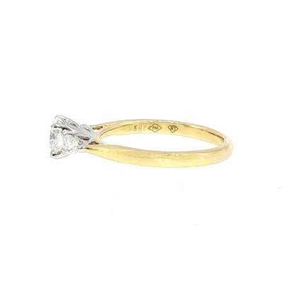 C0.55ct S0.18ct  D if Round Cut Natural Diamond Solitaire With Pear Sides in 18ct Yellow Gold