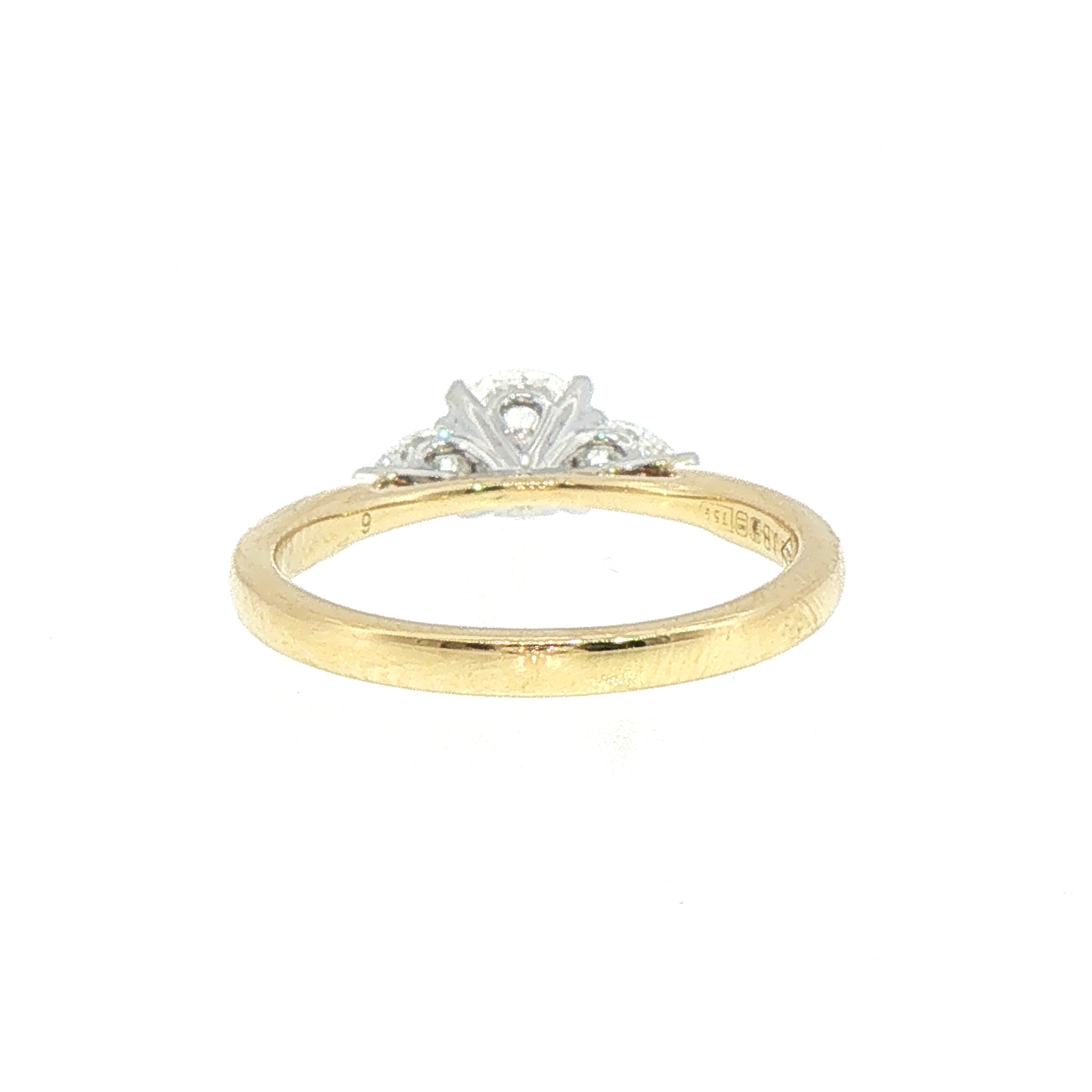 C0.55ct S0.18ct  D if Round Cut Natural Diamond Solitaire With Pear Sides in 18ct Yellow Gold