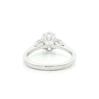 18ct White Gold 1ct E Si1 Natural Diamond Oval Solitaire & Pear Shoulders 0.43ct