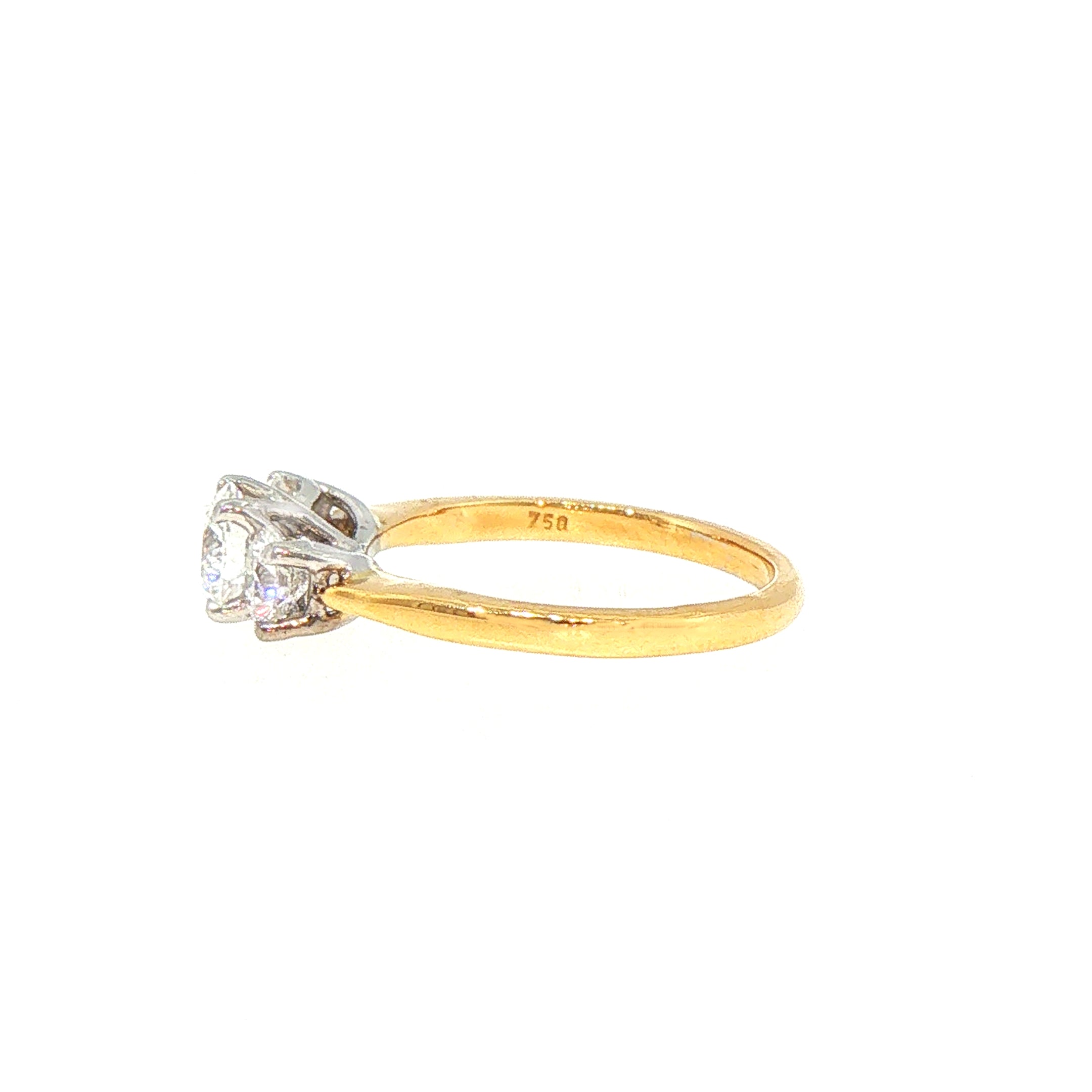 0.65ct E VS2 Three Stone Natural Diamond Ring in 18ct Yellow Gold