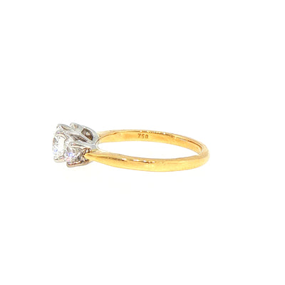 0.65ct E VS2 Three Stone Natural Diamond Ring in 18ct Yellow Gold