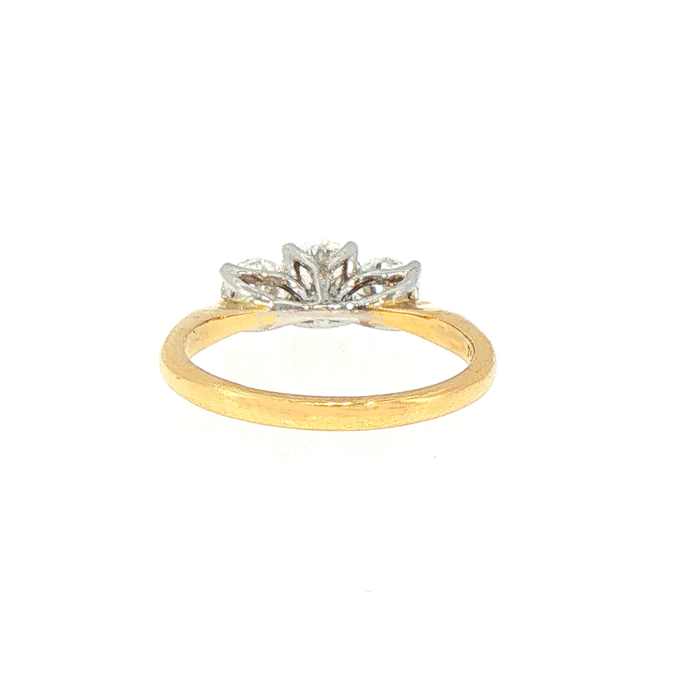 0.65ct E VS2 Three Stone Natural Diamond Ring in 18ct Yellow Gold