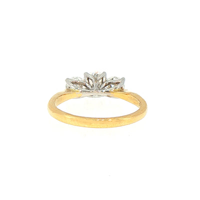 0.65ct E VS2 Three Stone Natural Diamond Ring in 18ct Yellow Gold
