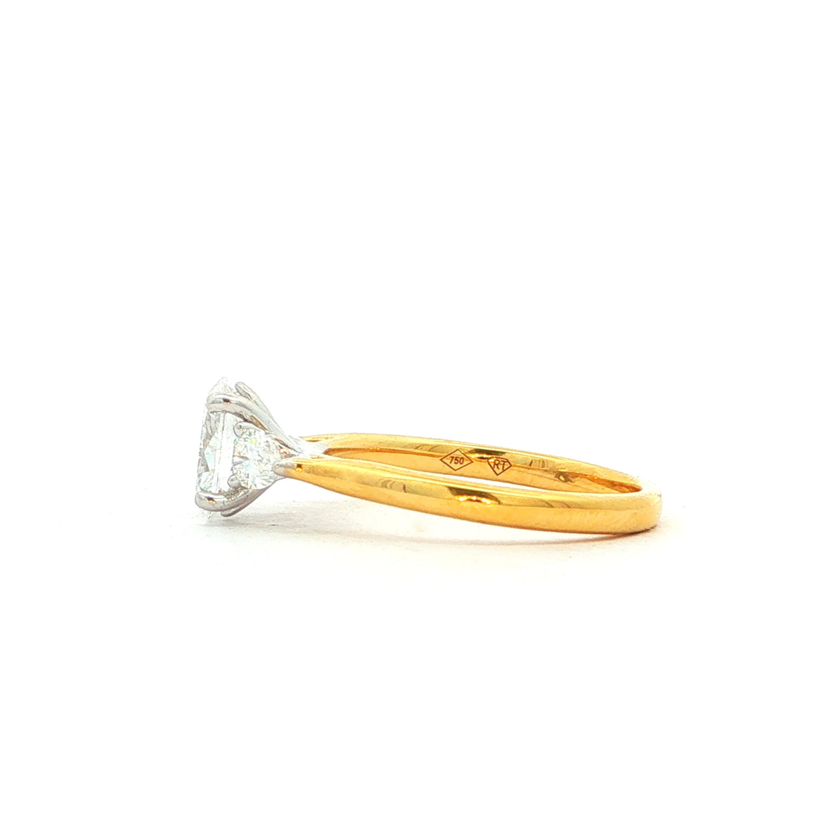 1.01ct Natural Diamond Certified Oval Solitaire Pear with Side Stones Set Engagement Ring