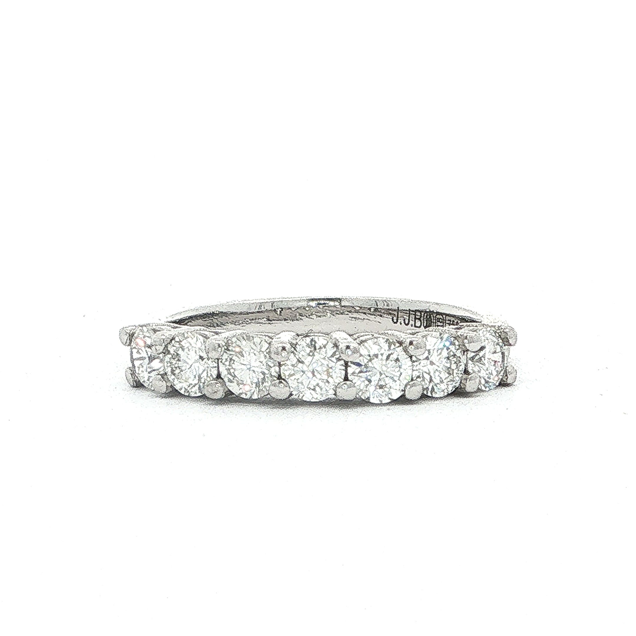 0.75ct F VS 7 Stone Natural Diamond Eternity Ring set in 18ct White Gold