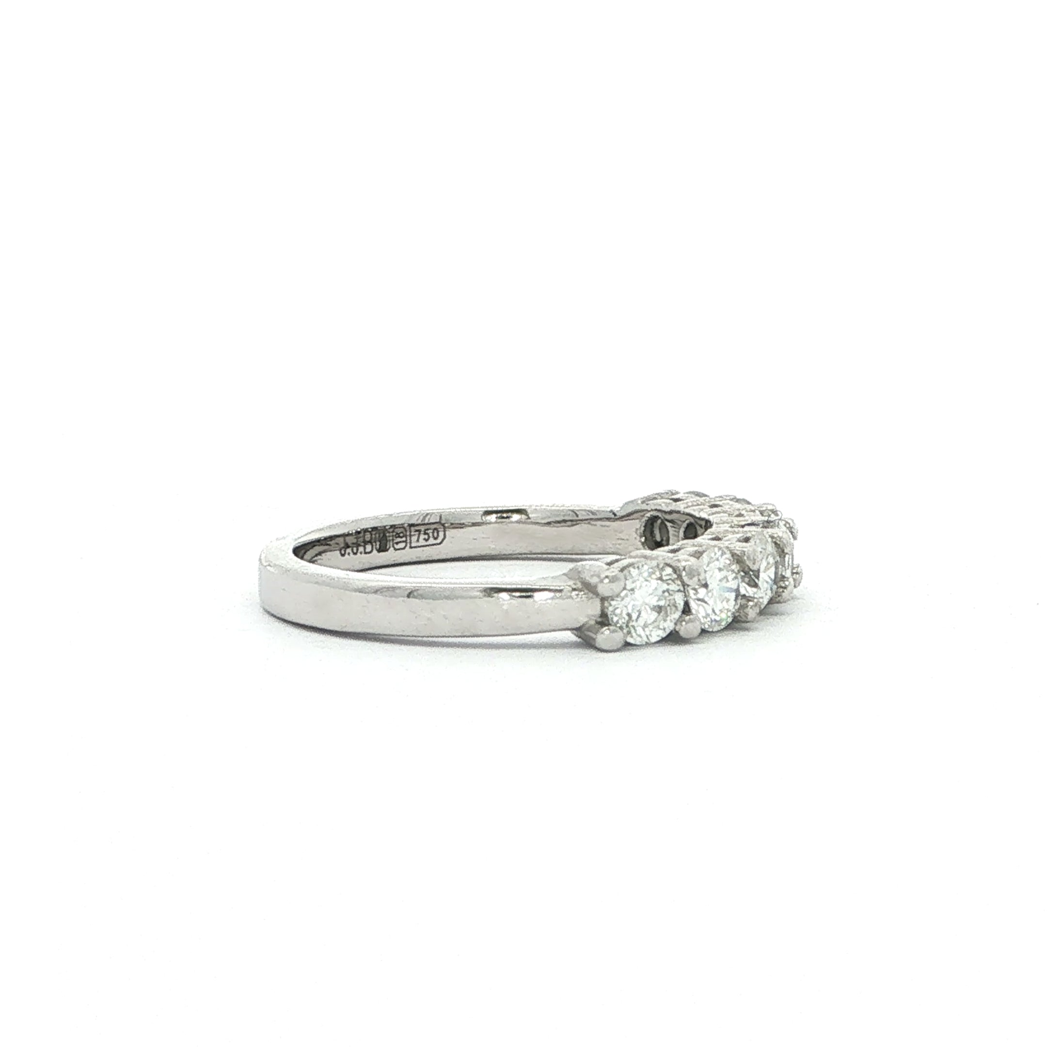 0.75ct F VS 7 Stone Natural Diamond Eternity Ring set in 18ct White Gold