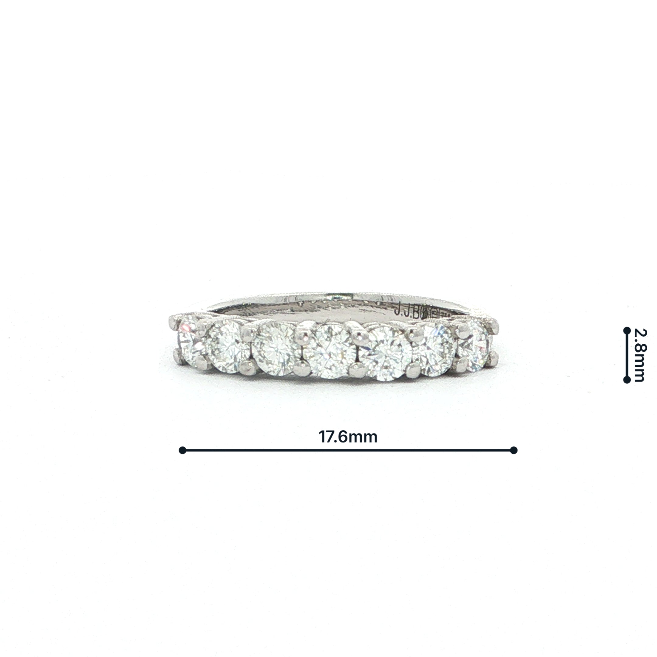 0.75ct F VS 7 Stone Natural Diamond Eternity Ring set in 18ct White Gold