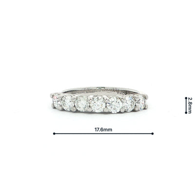 0.75ct F VS 7 Stone Natural Diamond Eternity Ring set in 18ct White Gold
