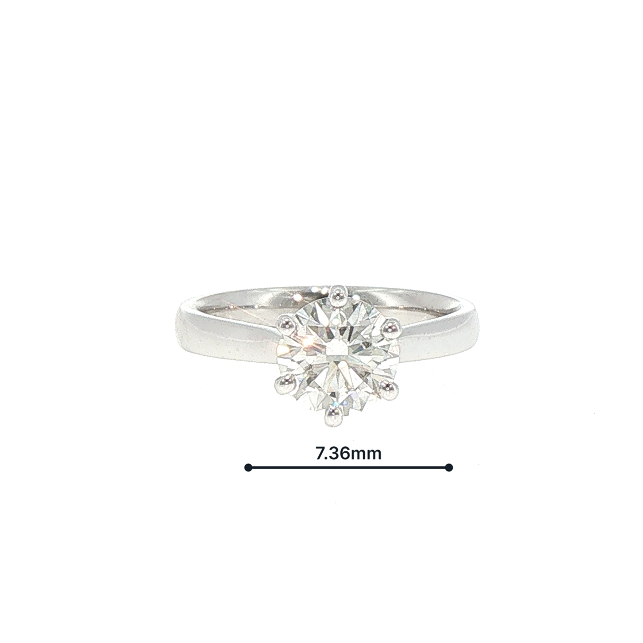 Platinum 1.51ct H VS2 Natural Diamond 6 Claw Solitaire