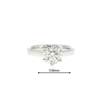 Platinum 1.51ct H VS2 Natural Diamond 6 Claw Solitaire