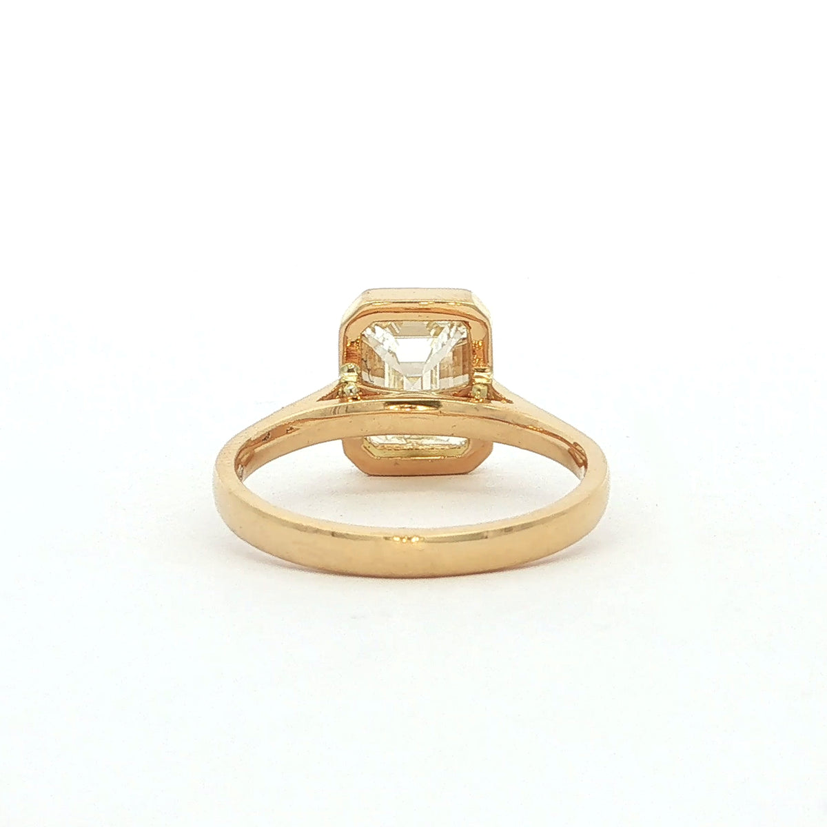 2.08ct Natural Emerald Cut Diamond Bezel Set Solitaire 18ct Yellow Gold