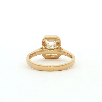 2.08ct Natural Emerald Cut Diamond Bezel Set Solitaire 18ct Yellow Gold