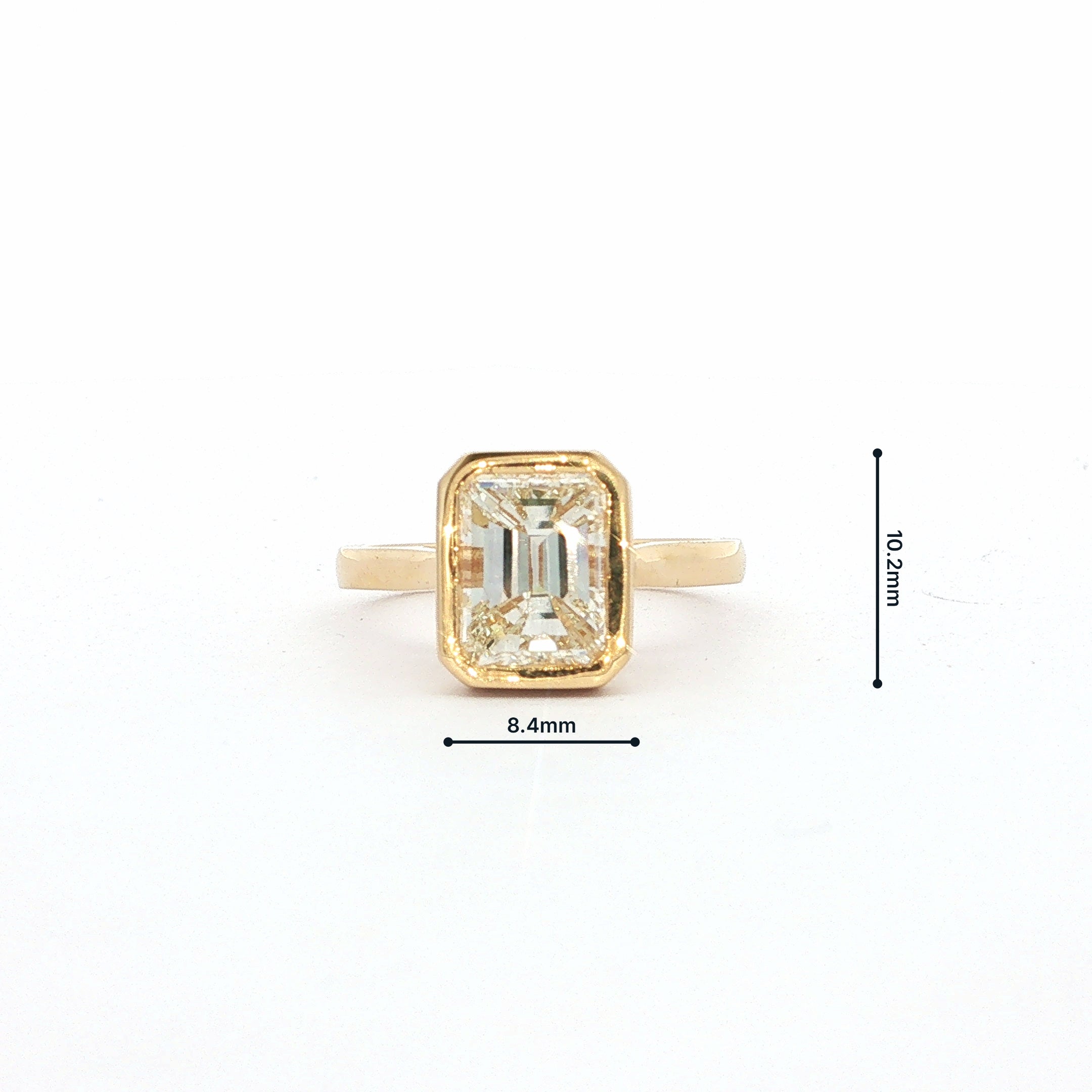 2.08ct Natural Emerald Cut Diamond Bezel Set Solitaire 18ct Yellow Gold