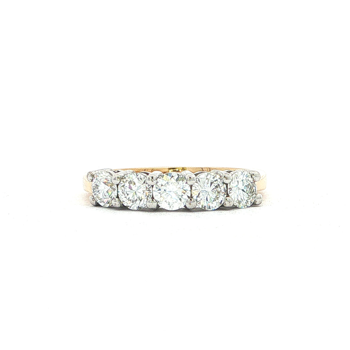 5 Stone 1.01ct Natural Diamond Eternity Ring in 18ct Yellow Gold