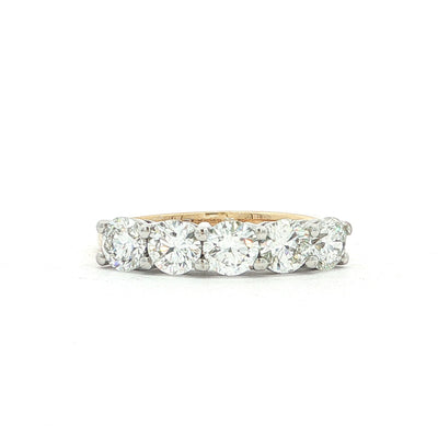 5 Stone 1.51ct Natural Diamond Eternity Ring in 18ct Yellow Gold