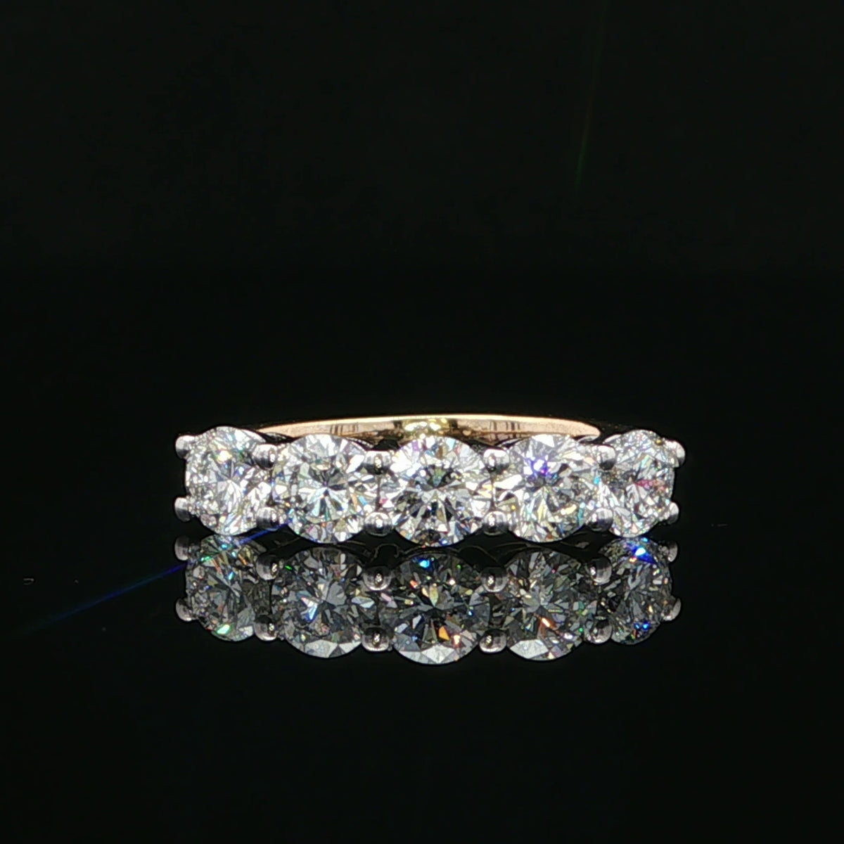5 Stone 1.51ct Natural Diamond Eternity Ring in 18ct Yellow Gold
