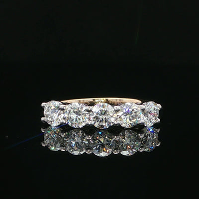 5 Stone 1.51ct Natural Diamond Eternity Ring in 18ct Yellow Gold