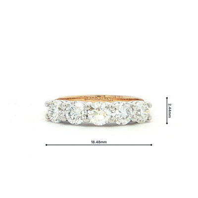 18ct Yellow Gold Natural Diamond Five Stone Eternity Ring
